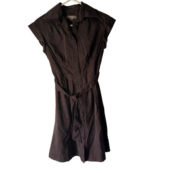 Merona Collection Brown Belted Shirt Dress Size 4 Y2K Utility Style‎ - Picture 1 of 9